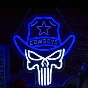 COWBOYS SKULL NEON LED SIGN